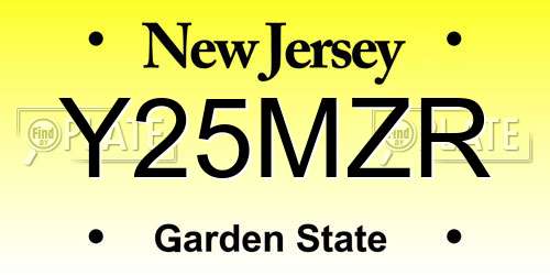Y25MZR New Jersey License Plate
