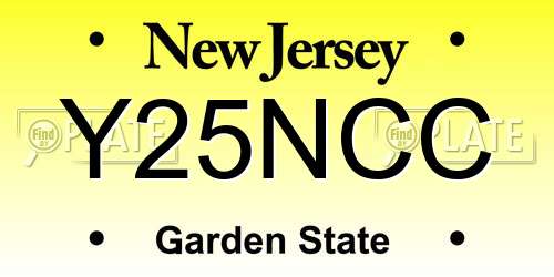 Y25NCC New Jersey License Plate