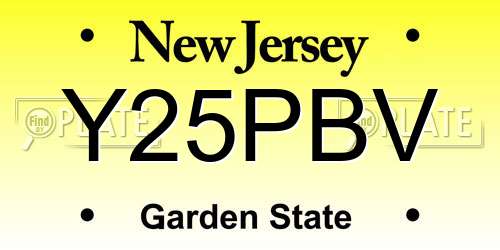 Y25PBV New Jersey License Plate