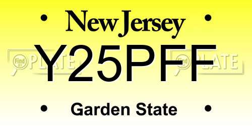 Y25PFF New Jersey License Plate