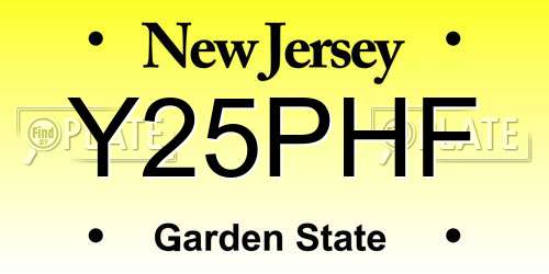 Y25PHF New Jersey License Plate
