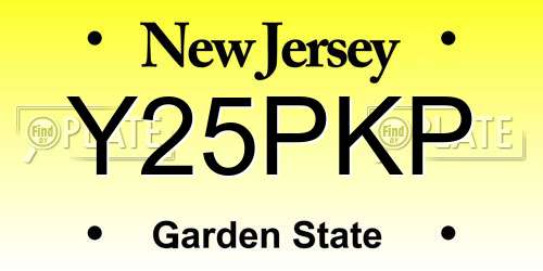 Y25PKP New Jersey License Plate