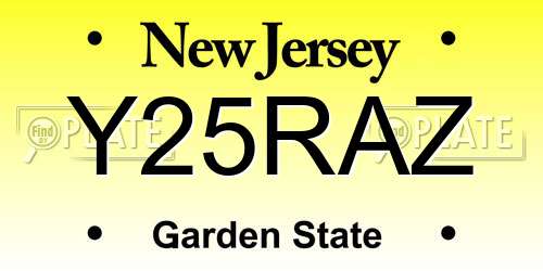 Y25RAZ New Jersey License Plate