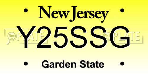 Y25SSG New Jersey License Plate