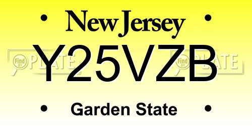 Y25VZB New Jersey License Plate
