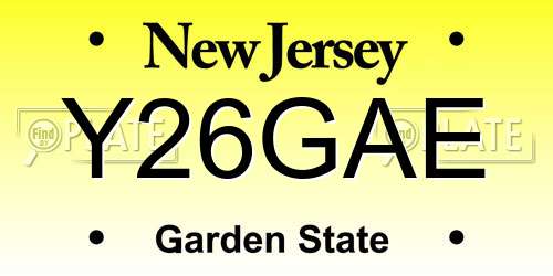 Y26GAE New Jersey License Plate