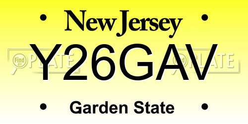 Y26GAV New Jersey License Plate