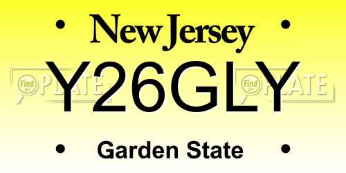 Y26GLY New Jersey License Plate