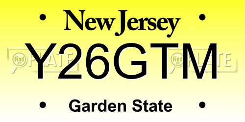 Y26GTM New Jersey License Plate