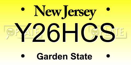 Y26HCS New Jersey License Plate