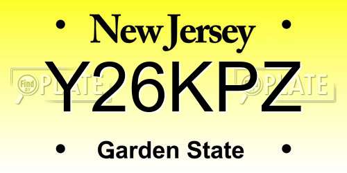 Y26KPZ New Jersey License Plate