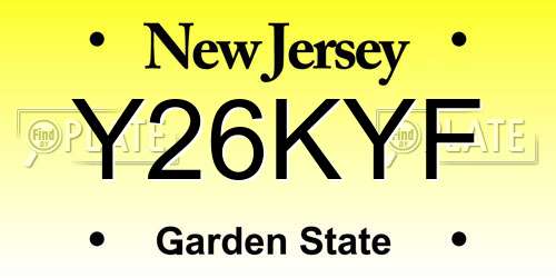 Y26KYF New Jersey License Plate