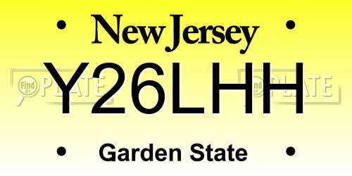 Y26LHH New Jersey License Plate