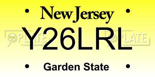 Y26LRL New Jersey License Plate