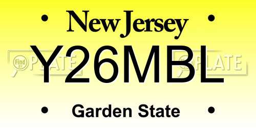 Y26MBL New Jersey License Plate