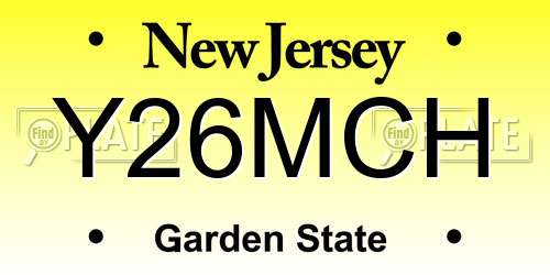 Y26MCH New Jersey License Plate