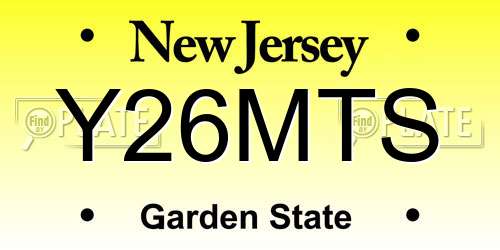 Y26MTS New Jersey License Plate