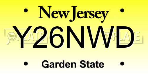 Y26NWD New Jersey License Plate