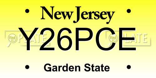 Y26PCE New Jersey License Plate