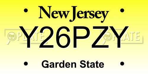 Y26PZY New Jersey License Plate