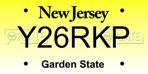 Y26RKP New Jersey License Plate