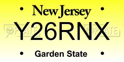 Y26RNX New Jersey License Plate