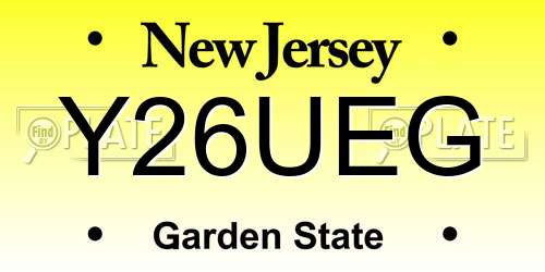 Y26UEG New Jersey License Plate