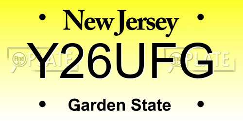 Y26UFG New Jersey License Plate
