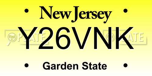 Y26VNK New Jersey License Plate
