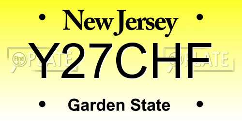Y27CHF New Jersey License Plate