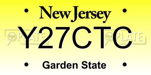 Y27CTC New Jersey License Plate