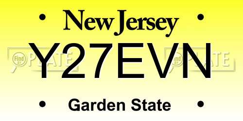 Y27EVN New Jersey License Plate