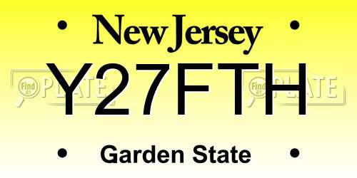 Y27FTH New Jersey License Plate