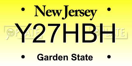 Y27HBH New Jersey License Plate