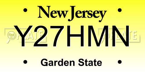 Y27HMN New Jersey License Plate