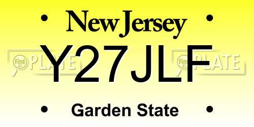 Y27JLF New Jersey License Plate