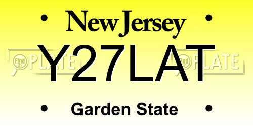 Y27LAT New Jersey License Plate