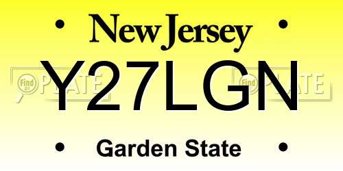 Y27LGN New Jersey License Plate
