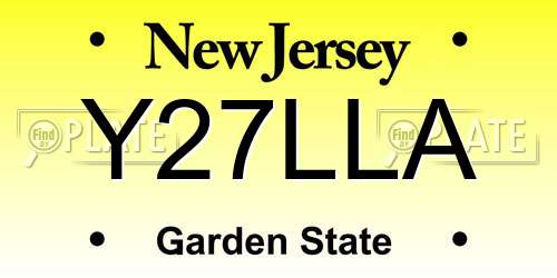 Y27LLA New Jersey License Plate