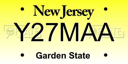 Y27MAA New Jersey License Plate