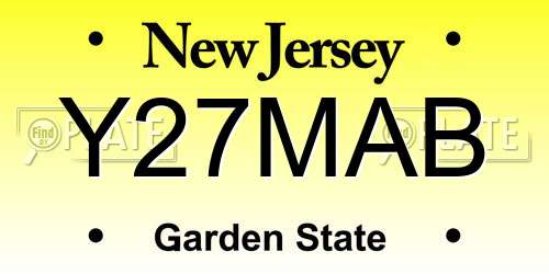 Y27MAB New Jersey License Plate