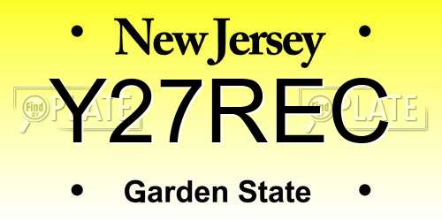 Y27REC New Jersey License Plate