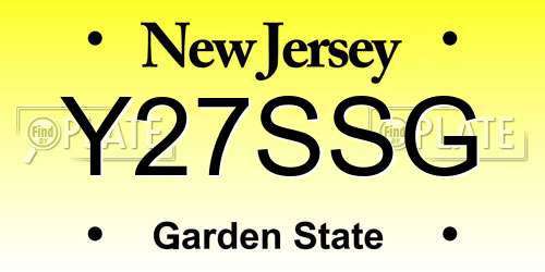 Y27SSG New Jersey License Plate