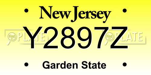 Y2897Z New Jersey License Plate