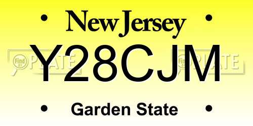 Y28CJM New Jersey License Plate