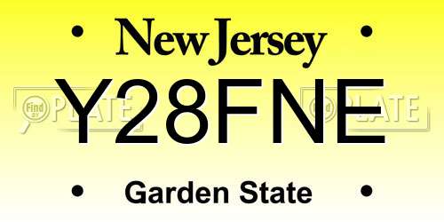 Y28FNE New Jersey License Plate