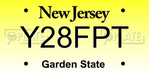 Y28FPT New Jersey License Plate