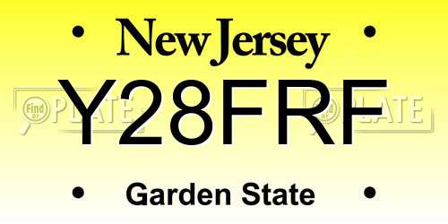 Y28FRF New Jersey License Plate
