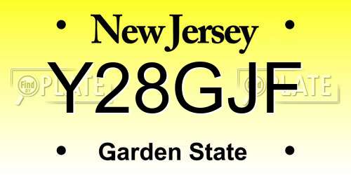 Y28GJF New Jersey License Plate
