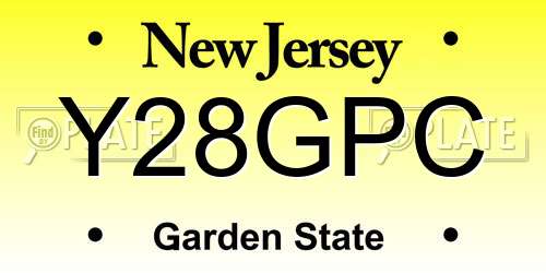 Y28GPC New Jersey License Plate
